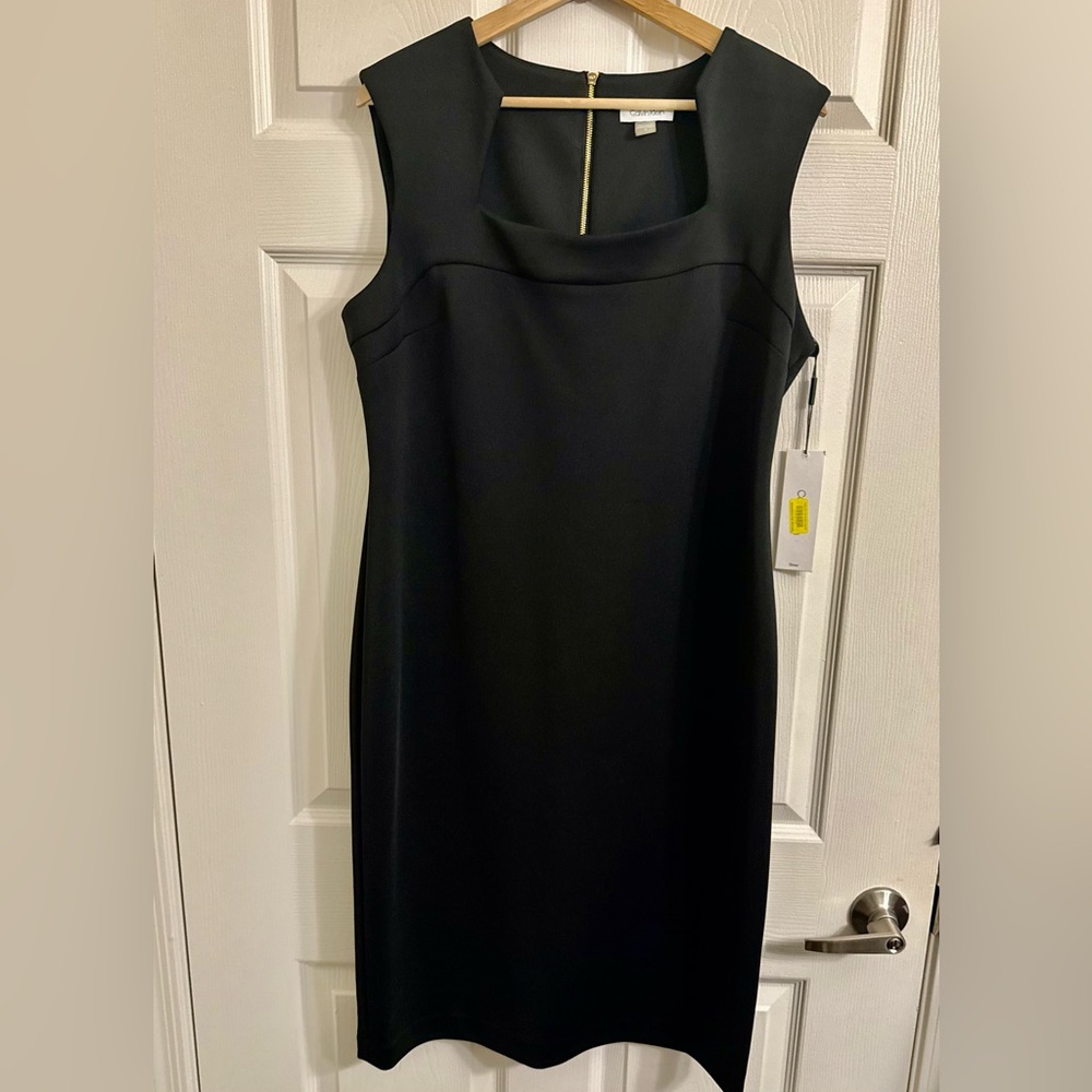 Calvin Klein Black Sleeveless Midi Sheath Dress